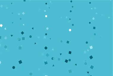 Çemberli, polimer şekilli hafif BLUE vektör dokusu, küpler. Çemberler, üçgenler ve küplerle soyut gradyan çizimi. İş ilanları, broşürler, broşürler için desen