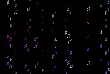 Koyu Çokrenkli, müzik elementleriyle Gökkuşağı vektör deseni.