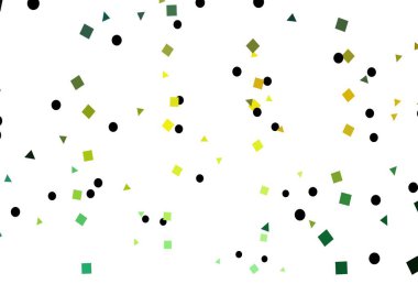 Açık mavi, sarı vektör arkaplanı çizgiler, daireler, eşkenar dörtgenler. Renkli daireler, üçgenler, kareler çizilmiş bir resim. Duvar kağıtları için şablon.