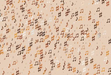 Müzik elementli hafif turuncu vektör deseni. Melodi tuşları olan modern soyut çizimler. Duvar kağıtları için modern tasarım.