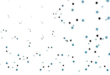 Dairesel çokgen biçiminde hafif BLUE vektör kapağı. Küreler, kareler ve çizgilerle soyut çizimler. Reklamlar için desen.