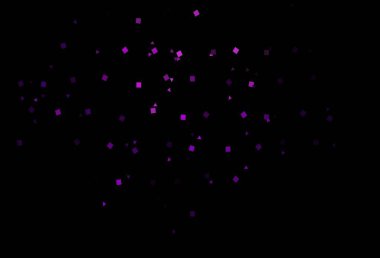 Çemberlerle çokgen biçiminde koyu mor vektör deseni. Renkli daireler, üçgenler, kareler çizilmiş bir resim. İniş sayfası için modern şablon.