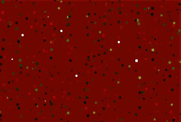 Ljusgrön Röd Vektor Mall Med Kristaller Cirklar Rutor Glitter Abstrakt — Stock vektor