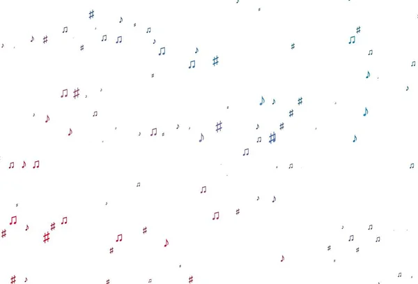 Світло Блакитна Червона Векторна Текстура Музичними Нотами Блискуча Ілюстрація Барвистих — стоковий вектор