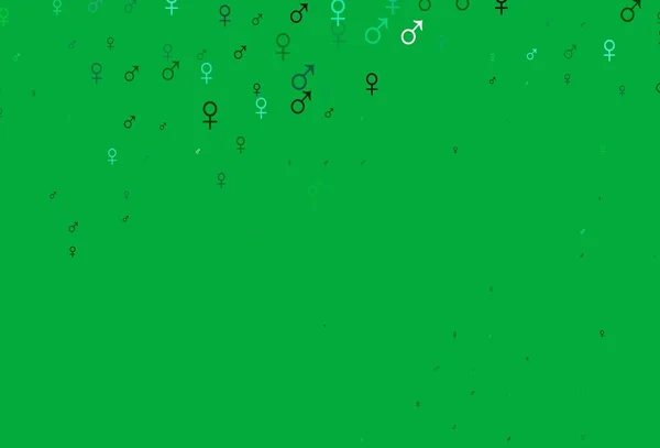 浅绿色矢量背景 带有性别符号 带有彩色梯度性别符号的摘要说明 单面墙纸的现代设计 — 图库矢量图片