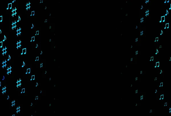 Dark Blue Zelené Vektorové Pozadí Symboly Hudby Izolované Barevné Hudební — Stockový vektor