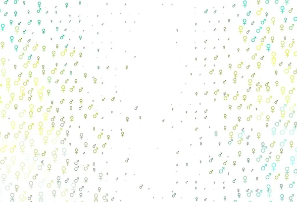 Texture Vectorielle Jaune Vert Clair Avec Des Icônes Masculines Féminines — Image vectorielle