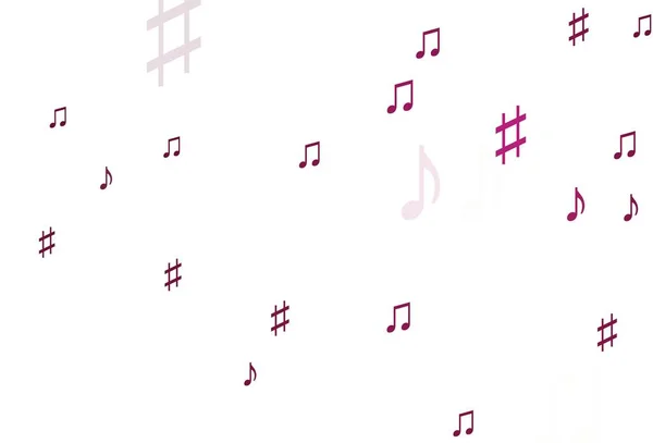 Fondo Vectorial Rosa Claro Con Notas Musicales Ilustración Brillante Notas — Vector de stock