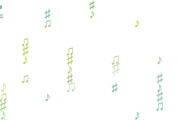 Light Green Yellow Vector Template Musical Symbols Abstract Illustration Colorful —  Vetores de Stock