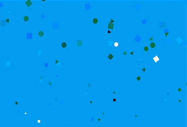 Hellblauer Grüner Vektorhintergrund Mit Dreiecken Kreisen Würfeln Illustration Mit Bunten — Stockvektor