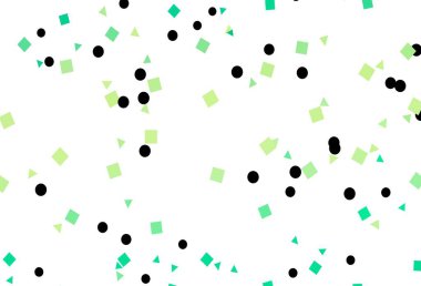 Açık yeşil, sarı vektör kapağı daireler şeklinde çokgen şeklinde. Soyut tarzda dekoratif tasarım, çizgiler, noktalar, küplerle. İş ilanınız için akıllı tasarım.