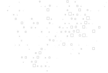 Açık gümüş, gri vektör desenli küreler, kareler. Parlak, soyut çemberler ve küpler çizilmiş bir resim. Posterler, afişler için tasarım.