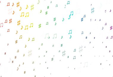 Açık Çokrenkli, müzik notalı Gökkuşağı vektör arkaplanı.