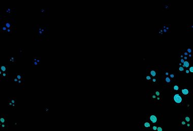 Koyu mavi, kıvrımlı daireli yeşil vektör deseni. Çağdaş gradyan soyut çizgileri olan çizimler. Reklamınız, broşürleriniz, broşürleriniz için yeni bir doku..