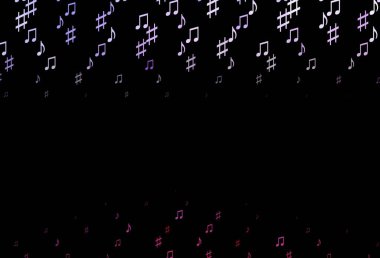 Müzik sembollü soyut vektör arkaplanı. Soyut tarzda dekoratif tasarım ve müzik şekilleri. Fasion dergileri için şablon.