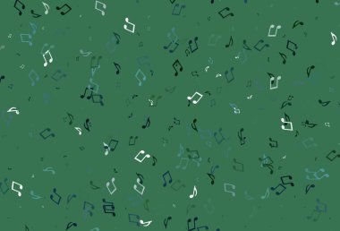 Müzik sembollü soyut vektör arkaplanı. Soyut tarzda dekoratif tasarım ve müzik şekilleri. Fasion dergileri için şablon.