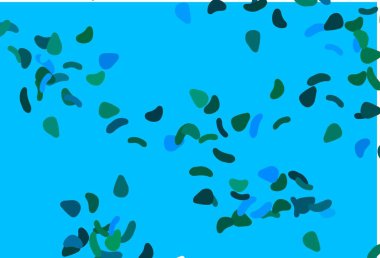 Açık mavi, soyut formlu yeşil vektör arkaplan. Rastgele şekillerle soyut tarzda dekoratif tasarım. İşiniz için en iyi akıllı tasarım.