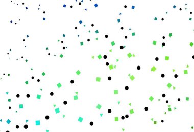 Açık mavi, kristalli, daireli, kareli sarı vektör şablonu. Soyut tarzda dekoratif tasarım, çizgiler, noktalar, küplerle. Reklamınız, posteriniz, afişiniz için en iyi tasarım.