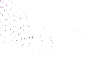 Müzik notaları olan açık pembe vektör arkaplanı. Soyut tarzda dekoratif tasarım ve müzik şekilleri. Duvar kağıtları için modern tasarım.