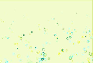 Açık yeşil, noktalı sarı vektör arkaplan. Bulanık yağmur damlaları olan soyut bir çizim. İş reklamları için tasarım.