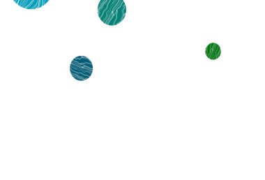 Açık mavi, daireli yeşil vektör şablonu. Doğa tarzında bulanık halkaları olan güzel renkli çizimler. Güzel web siteleri için desen.