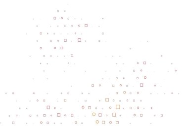 Açık kırmızı, küreli, kareli sarı vektör deseni. Renkli daireleri, dikdörtgenleri olan soyut çizimler. İş reklamları için tasarım.