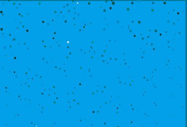 Açık mavi, daireleri, çizgileri, dikdörtgenleri olan yeşil vektör düzeni. Renkli daireler, üçgenler, dikdörtgenler. Duvar kağıtları için şablon.