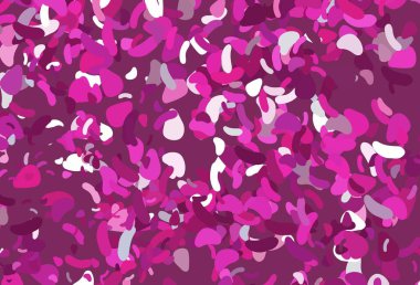 Memphis şekilli açık pembe vektör şablonu. Modern tarzda değişen renkli kaotik formlar. Bir cep telefonu için arka plan.