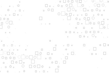 Açık gümüş, gri vektör desenli küreler, kareler. Küplerle, dairelerle soyut çizimler. Güzel web siteleri için desen.