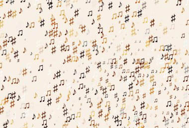 Müzik sembollü soyut vektör arkaplanı. Soyut tarzda dekoratif tasarım ve müzik şekilleri. Fasion dergileri için şablon.