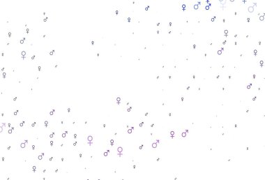 Açık pembe, içinde erkek ve kadın sembolleri olan mavi vektör şablonu. Gradyan renkli erkek, soyut tarzda kız sembolleri. Fasion dergileri için şablon.