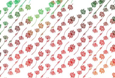 Açık yeşil, kırmızı vektör çizim kalıbı. Soyut renkli yapraklarla dekoratif illüstrasyon. İş tasarımınız için yeni şablon.