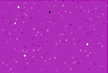 Hafif Mor vektör arkaplanı üçgenler, daireler, küplerle. Küreler, kareler ve çizgilerle soyut çizimler. İş ilanları, broşürler, broşürler için desen