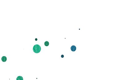 Açık mavi, baloncuklu yeşil vektör arka planı. Bulanık yağmur damlaları olan soyut bir çizim. İş reklamları için tasarım.