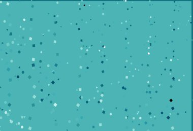 Daireleri, çizgileri, dikdörtgenleri olan hafif BLUE vektör düzeni. Küreler, kareler ve çizgilerle soyut çizimler. Reklamınız, posteriniz, afişiniz için en iyi tasarım.