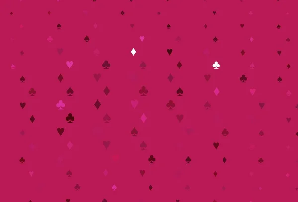 Světle Růžový Vektorový Vzor Symbolem Karet Ilustrace Sadou Srdcí Rýčů — Stockový vektor