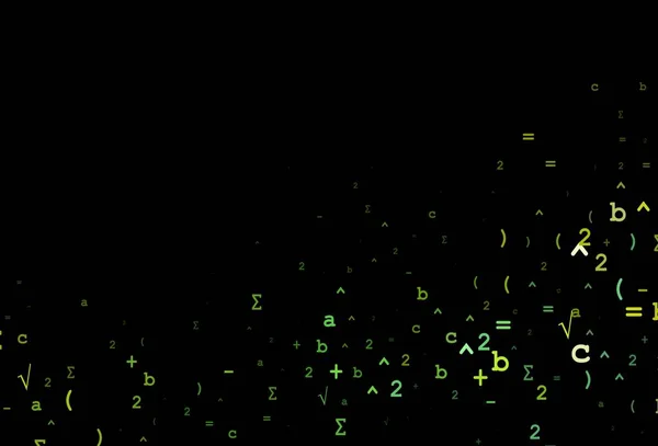 Verde Oscuro Plantilla Vector Amarillo Con Símbolos Matemáticos — Archivo Imágenes Vectoriales