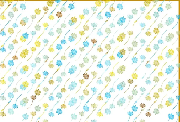 Hellblaue Gelbe Vektorskizze Textur Muster Mit Farbverlauf Bunte Blätter Natürlichem — Stockvektor