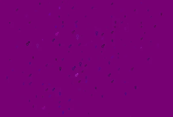 Светло Фиолетовый Векторный Шаблон Мужчиной Женскими Символами Абстрактная Иллюстрация Разноцветными — стоковый вектор