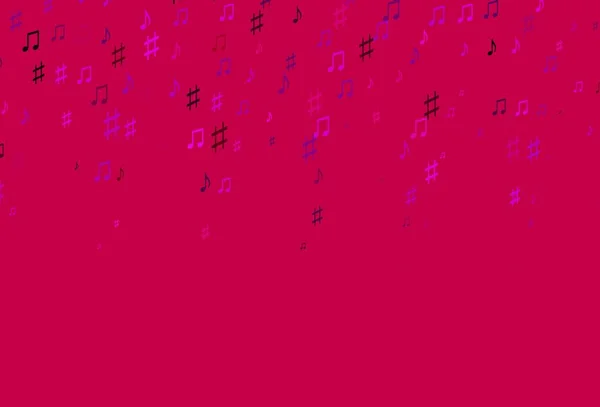 音楽要素を持つライトパープル ピンクベクトルパターン 音楽の形をした抽象的なスタイルで装飾的なデザイン ファッション雑誌のテンプレート — ストックベクタ