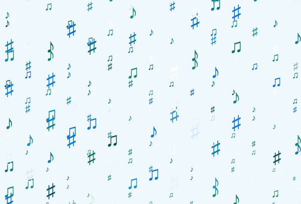 Bleu Clair Fond Vectoriel Vert Avec Des Notes Musique Illustration — Image vectorielle
