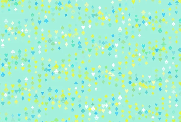 Light Blue Modello Vettoriale Giallo Con Simboli Poker Illustrazione Brillante — Vettoriale Stock