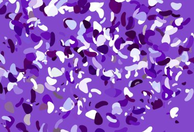 Soyut şekilli açık mor vektör arkaplanı. Rastgele şekillerle soyut tarzda dekoratif tasarım. Bir cep telefonu için arka plan.