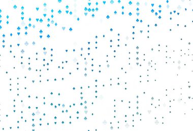 Kart işaretli hafif BLUE vektör arkaplanı. Kupa, maça, sinek ve elmasların olduğu bir resim. Kumarhanelerin kartvizitleri için şablon.