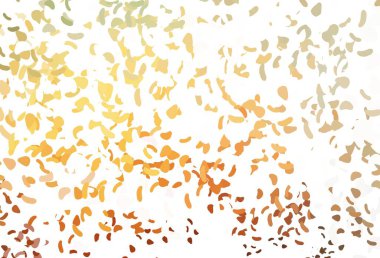 Açık sarı, Memphis şekilli turuncu vektör şablonu. Renkli rastgele şekillerle modern soyut illüstrasyon. Bir cep telefonu için arka plan.