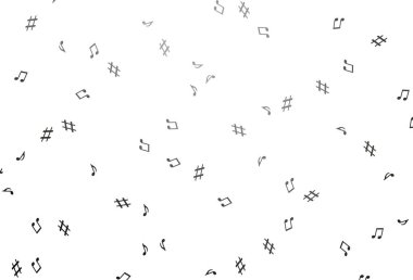Açık siyah vektör arkaplanı ve notaları. Soyut tarzda dekoratif tasarım ve müzik şekilleri. Duvar kağıtları için modern tasarım.