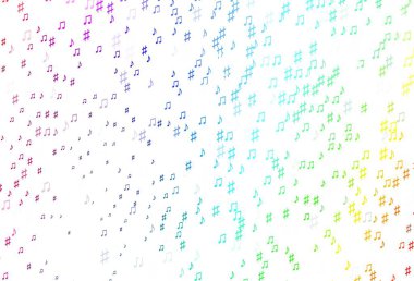 Müzik sembollü soyut vektör arkaplanı. Soyut tarzda dekoratif tasarım ve müzik şekilleri. Fasion dergileri için şablon.
