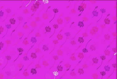 Hafif Mor vektör karalama deseni. Karalama tarzında yaprakları olan belirsiz bir çizim. Boyama kitapları ve çocuklar için sayfalar.