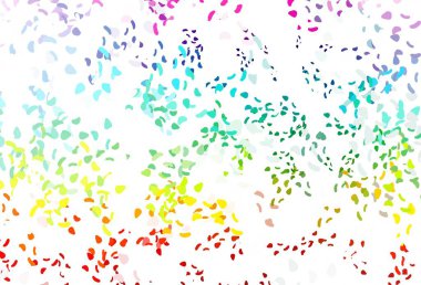 Aydınlık çokrenkli, soyut biçimlere sahip gökkuşağı vektör arkaplanı. Soyut gradyan şekilli basit renkli çizimler. Kartvizitiniz için modern tasarım.