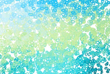 Açık mavi, benekli sarı vektör kapağı. Doğa tarzında bulanık halkaları olan güzel renkli çizimler. Suyun deseni, yağmur damlaları.